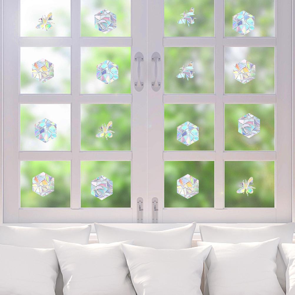 16 шт. Радужные наклейки на окна Suncatcher, противоударные наклейки на окна для птиц