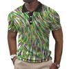 Мужская повседневная рубашка поло с красочным и небрежным линейным узором, 3D цифровая печать