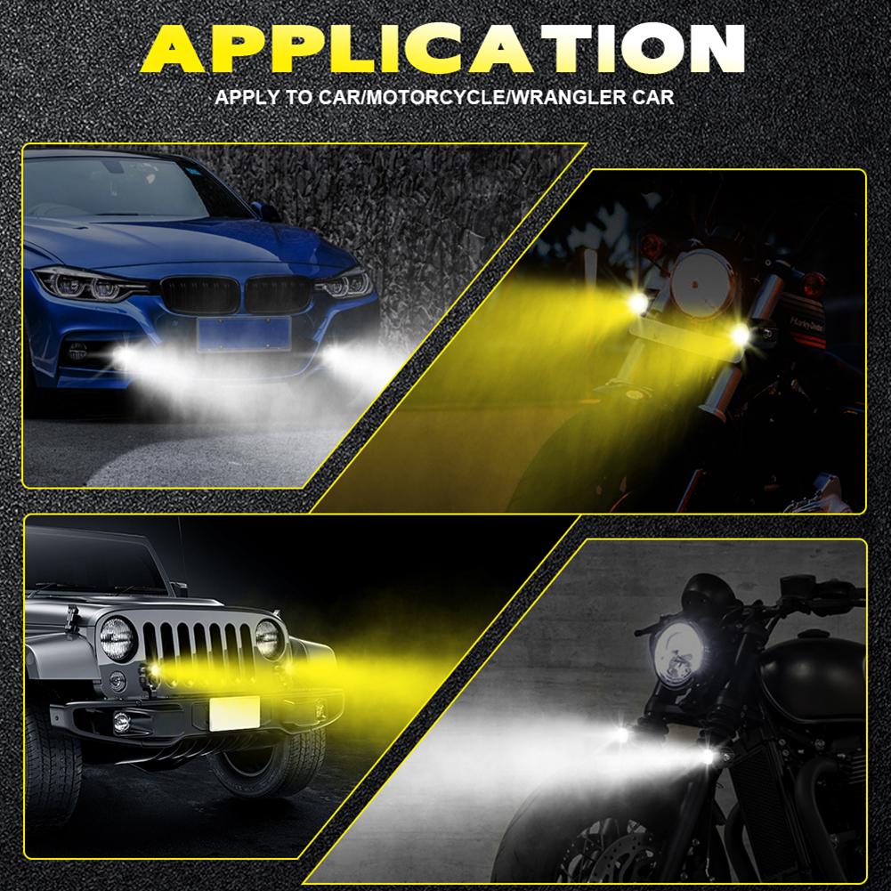 Motorcycle Hidden LED Headlight Dual Color Suitable for ATV Scooter Auxiliary LED Spotlight Motor Fog Light Accessories