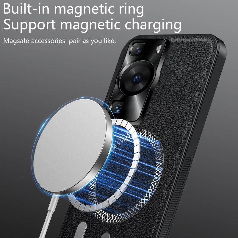Для Huawei P60 Pura 60 Чехол Магнитный Элегантный Кожа Износостойкий Объектив Полностью Закрыт Нескользящий Захват Защита Края Чехол