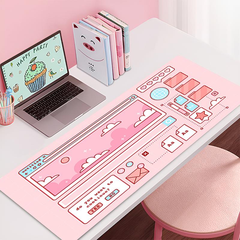 Desk Mat Cute Mousepad Anime Aesthetic Mouse Pad Cute Grid Pink Vaporwave Xxl Gaming Deskmatkawaii Manga Mice Mat Soft