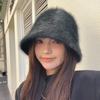 Bucket Hat Women's Autumn and Winter Light Luxury Style Versatile Bucket Hat Windproof Warmth Ear Protection Woolen Fisherman Hat
