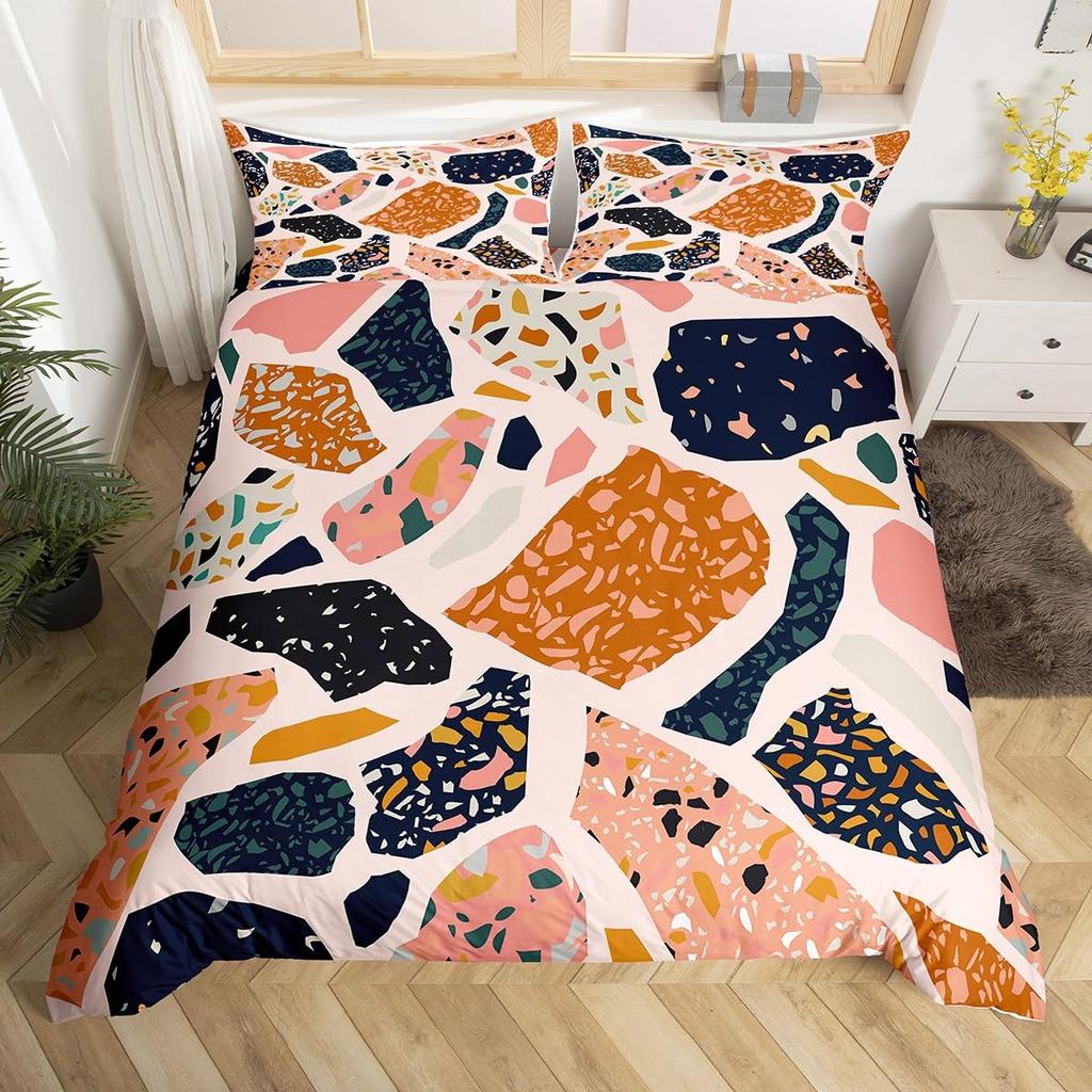 Colorful Modern Marbling Art Duvet Cover for Girls Women Girly Marble Bedding Set Rainbow Quilt Cover Watercolor Comforter Cover