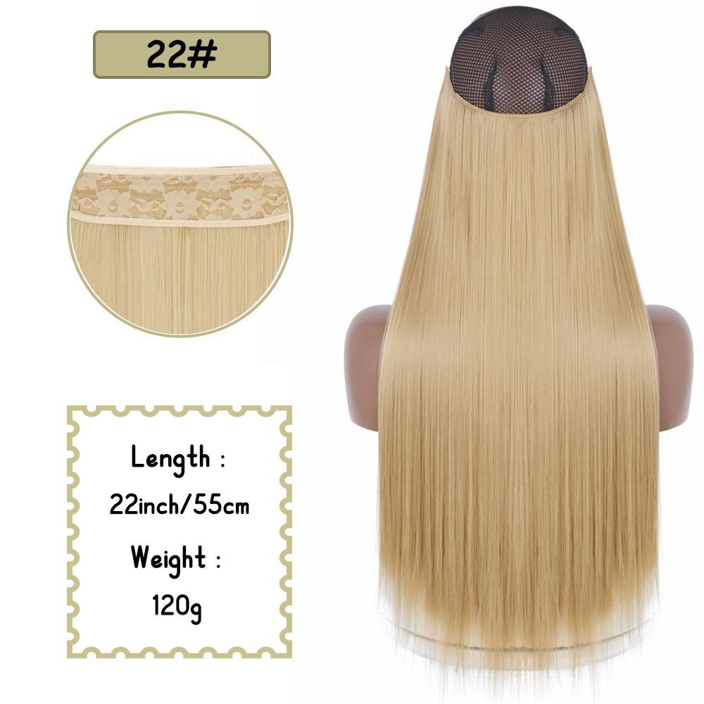 Синтетические длинные прямые невидимые накладные пряди для волос с секретной прозрачной леской для волос для женщин без зажима для волос
