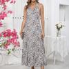 Leopard Print V-neck Backless Sexy Dress Women Summer Elegant A Line Party Club Long Dresses Women Casual Pleated Slim Fit Halter Female Dress 26265