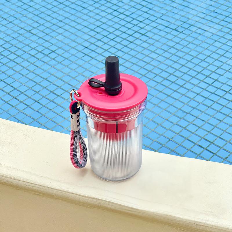 16.3oz Colorful Water Cup With Tea Infuser Straw Portable Outdoor Sports Bottle With Lanyard Isolating Chamber Design for Summer