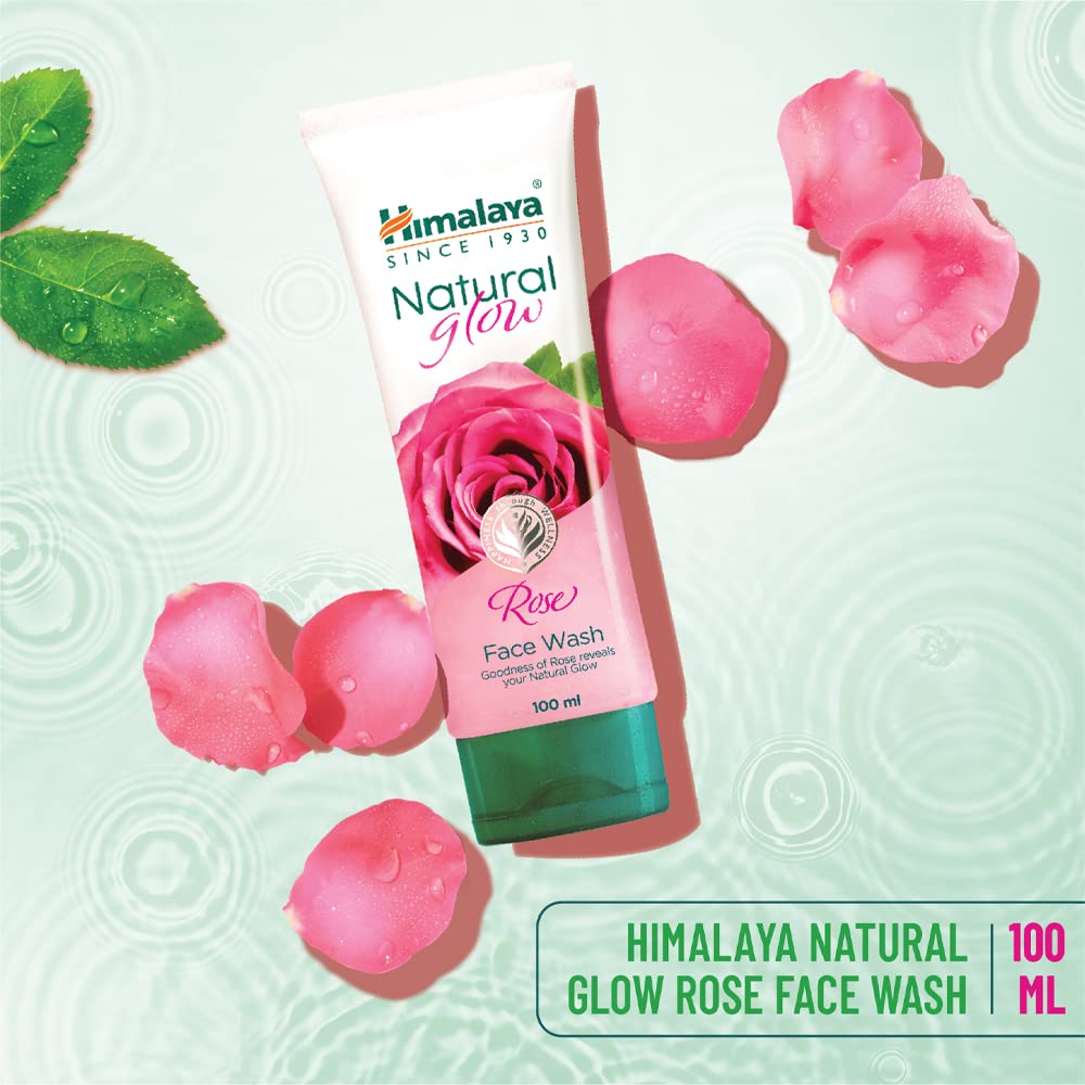 Himalaya Natural Glow Rose Face Wash 100ml Single Pack Gentle Skin Cleanser for Natural Radiant Glow and Impurity Removal