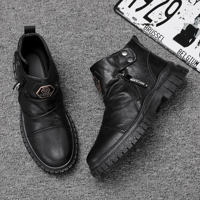 2024 New Men Ankle Boots Retro Motorcycle Boots 2024 Soft Outdoor Zip Walking Winter Shoes For Men Comfortable Shoes Botines 45