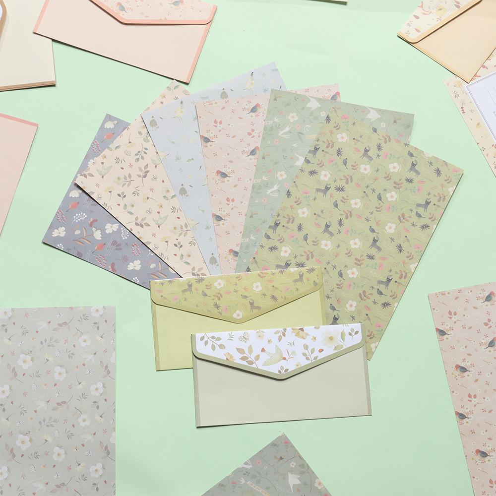 Винтажная цветочная писчая бумага для печати 6 шт. разного дизайна, канцелярские товары для писем с 3 конвертами
