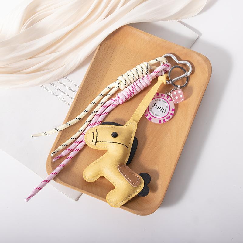 1 шт. Кожаный брелок-пони, плетеный шнурок, подвеска для рюкзака, аксессуары для подвешивания на сумку для телефона, DIY украшение