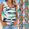 Женская мода, летняя майка с V-образным вырезом, легкая майка без рукавов с принтом
