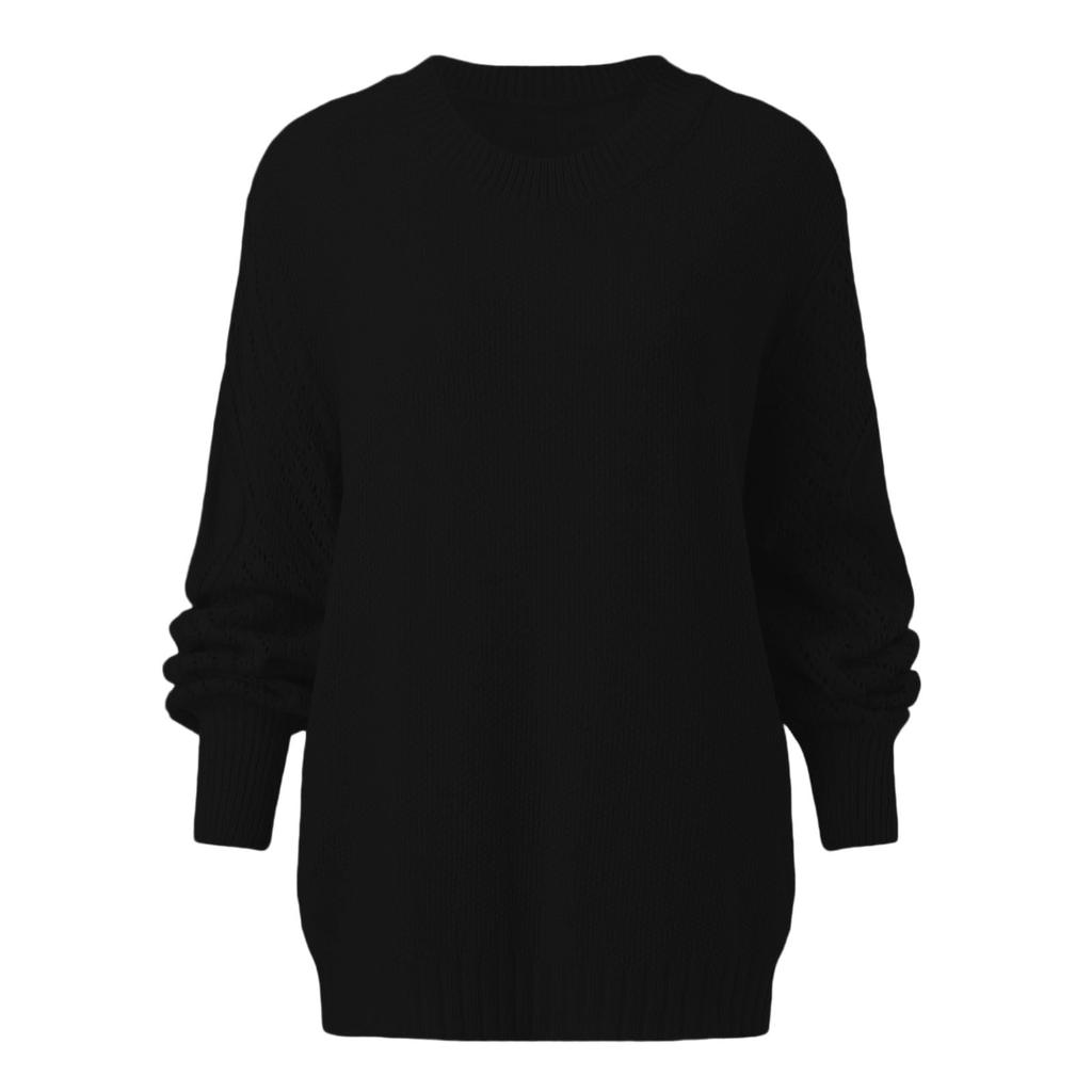 Women's Fashion Casual Round Neck Long Sleeve Cable Knit Sweater Top