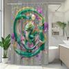 1pc Dragon Pattern Shower Curtain Bathtub Partition Hanging Curtain Verdant Dragon Animal Pattern Vibrant Green And Purple Flora