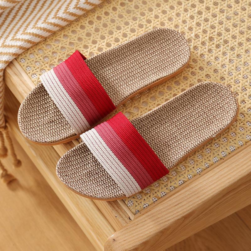 Women Men Couple Indoor Home Wooden Floor Linen Basin Bottom Thickening Spring and Autumn Cotton Summer Sandals and Slippers