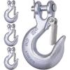 1/4 Inch Safety Chain Hooks, Clevis Slip Hook With Safety Latch, Grade 70 Forged Steel 12,600 Lb For Trailer Truck Transport Tow Winch Hook