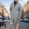 Winter New Men's Medium and Long Woolen Coat Plaid Thickened Padded Trench Coat Men