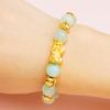 3D Hard Gold Pixiu Jade Bracelet Women's Brass Gold-plated Natural Stone Bracelet Birthday Gift