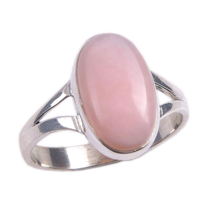 Natural Pink Opal Gemstone 925 Solid Sterling Silver Jewelry Ring Size 9 D6z28