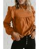 Azura Exchange Блузка Camel Solid Color Stand Neck с оборками и рукавами-фонариками