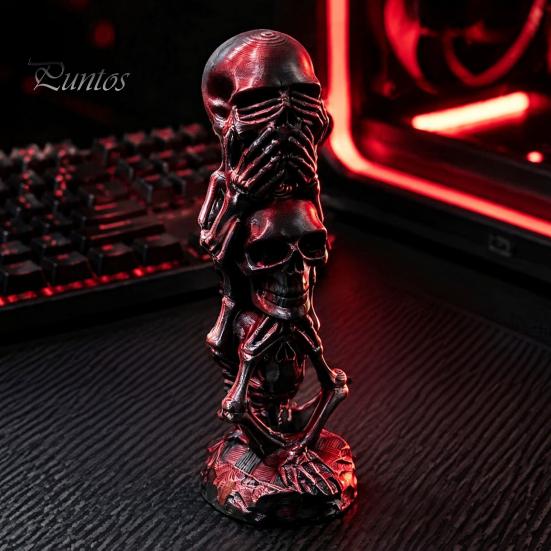 Канцелярские принадлежности Настольный Декор 3D Печатная Статуэтка Тройного Черепа, Хэллоуин Ужасы Не слышишь Зло Не видишь Зло Не говоришь Зло Фигурка, Креативный Декор для