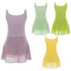 Kids Girls Sleeveless Latin Dance Dress Ballet Tutu Dress Lyrical Modern Ballerina Dancewear