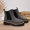 Модные женские ботильоны челси на платформе из матовой кожи с внутренней высотой 2025 Новинка Осень-Зима Плюс флис для тепла