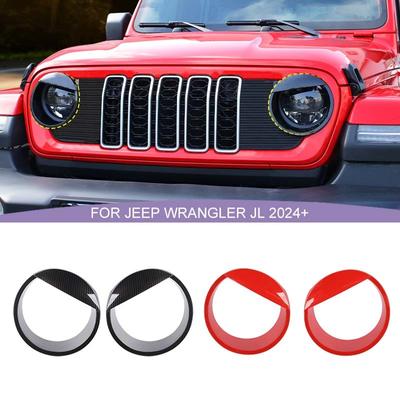 Декоративные наклейки на фары ABS, панель для Jeep Wrangler JL, JT Gladiator 2024 года, внешние аксессуары с принтом из углеродного волокна
