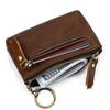 Genuine Leather Zipper Coin Wallet Men Wowen Natural Leather Small Short Purse Card Holder Cash Clutch Wallets Key Ring