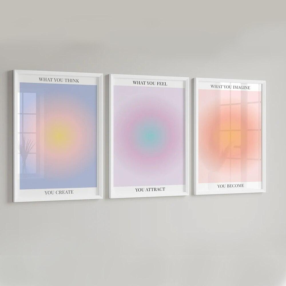 Скандинавская эстетическая аура, энергия, духовный градиент, Y2K, подтверждение, настенная живопись, холст, живопись, постеры для гостиной, домашний декор