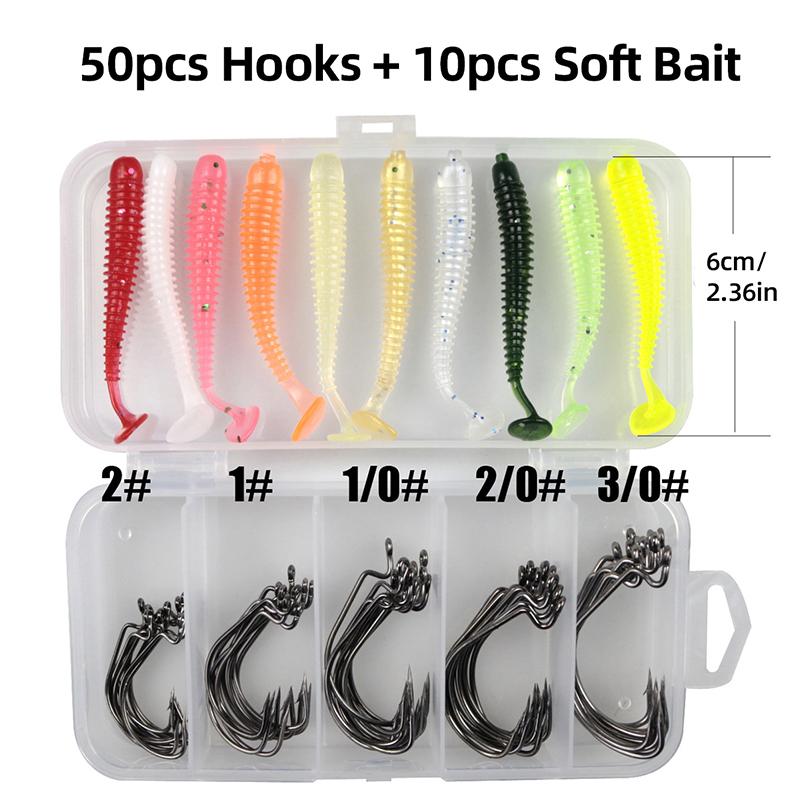 Крючок для ловли воблеров Texas Rig Lure Fishing Hook Set Крючок из высокоуглеродистой ванадиевой стали