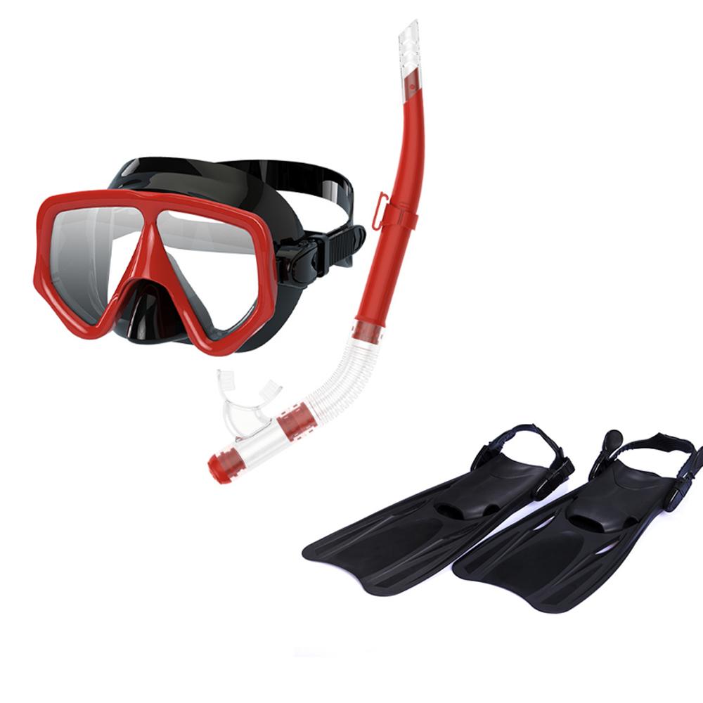 Outdoor sports diving mask, breathing tube adjustment, flippers, three-piece set, snorkeling three-treasure set, diving goggles