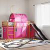 VidaXL Bunk Bed with Slide and Pink Curtains 90x200 Cm, Bed, Bed Frame, Low Bunk Bed, Bedroom Furniture 3284142