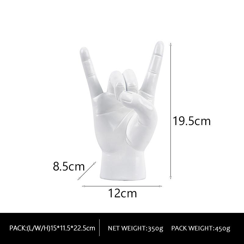 Gold Decoration, Music Sign Rock Hand Statue Living Room Bedroom Finger Modern Hand Gesture Sculpture Home Shelf Desktop Gift