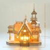 1PC 3D Wooden Puzzle Villa House Royal Castle with Light Assembly Toy Kid Adult DIY Model Kits Desk Decoration for Gift