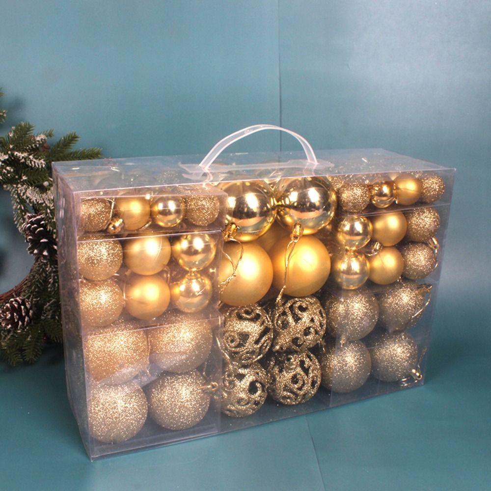 100pcs/box Plastic Xmas Tree Decorative Ball Shatterproof Christmas Ball Gift Box New Year