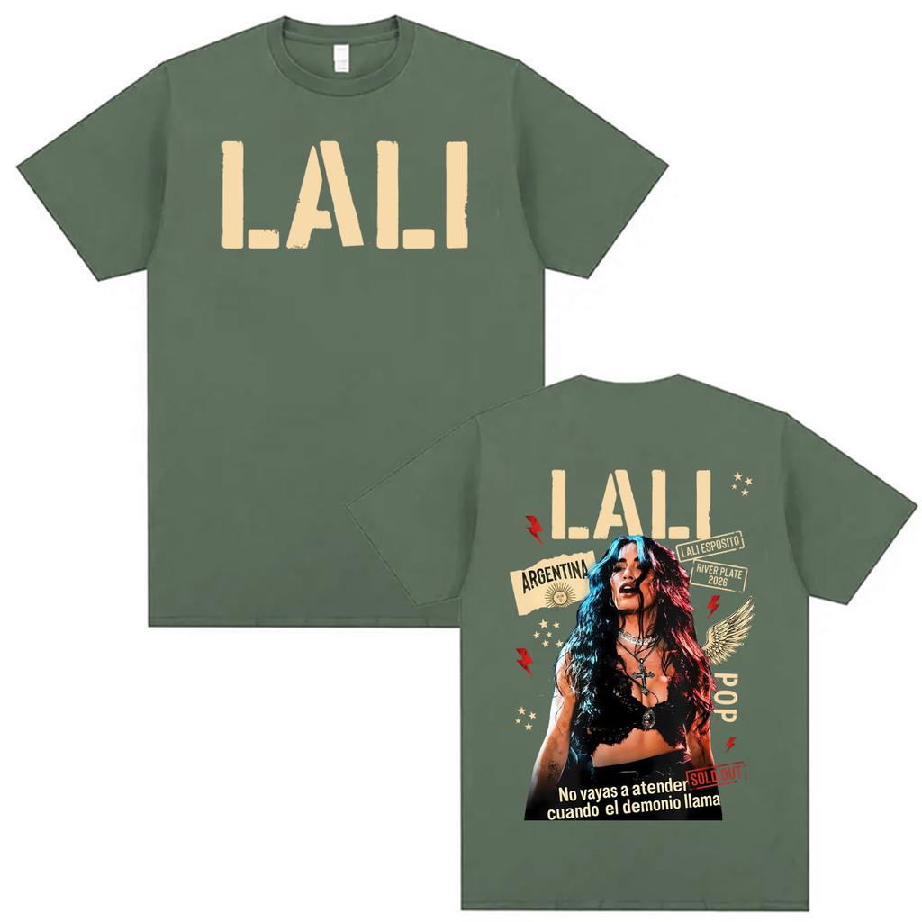 Singer Lali Esposito LA QUE LE GANA AL TIEMPO 2026 Tour Tshirt Retro Fashion Oversized T Shirt Unisex Women Cotton Casual Tshirts
