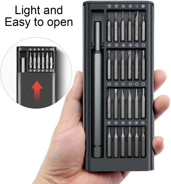 Прецизионная отвертка - Не указано - 25 в 1 - Углеродистая сталь - Кейс для хранения - Нескользящая