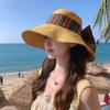 Женская весенне-летняя корейская шляпа рыбака с большими полями и складным этническим узором, солнцезащитная шляпа для путешествий, пляжная панама