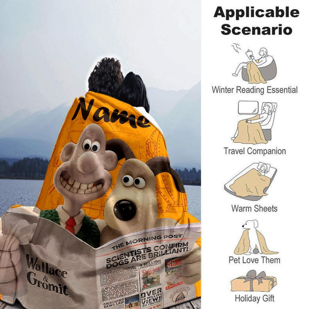 Customiz Name Personality Wallace and Gromit Blanket Soft &Warm Sofa Office Bed Travel Lunch Break Blanket, Gift Suitable All Seasons