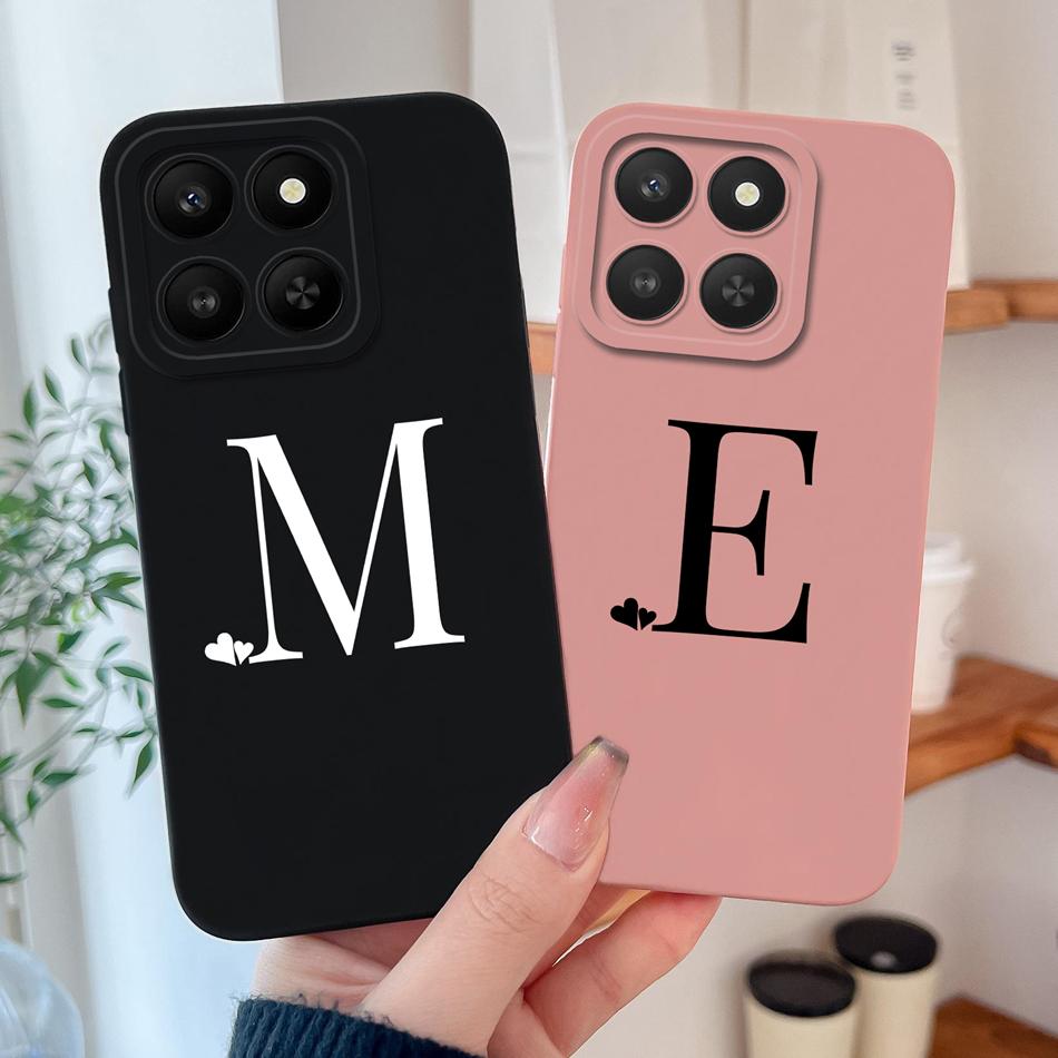 For Honor X7d X9d X70 5G Case Simple Heart Letters Soft Liquid Silicone Phone Bumper For Honor X 7d X 9D X 70 Protective Cover