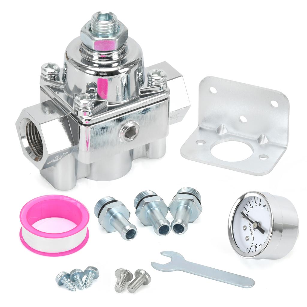 12-804 & 12-803 Upgrade Adjustable Fuel Pressure Regulator, w/ Gauge Replacement for Holley & Edelbrock carburetors