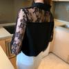 Women's 2025 Spring & Autumn Fashionable Lapel Lace Chiffon Blouse Cardigan