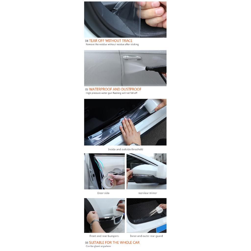 SEAMETAL Transparent Sticker Car Door Edge Protector Door Sill Anti-collision Strip Car Protective Film for Styling Mouldings Interior Mirrors 6