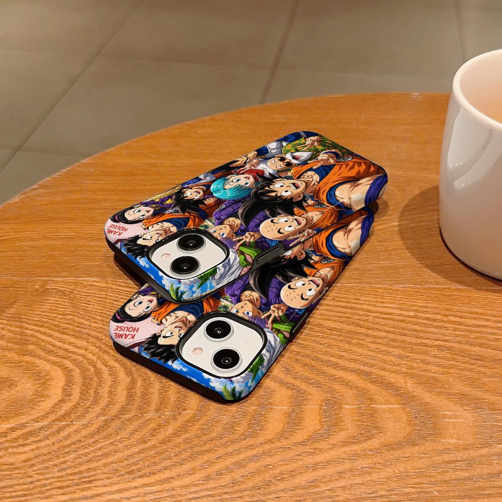 Seven Dragon Ball double-layer phone case, suitable as a protective cover for iPhone 7/8/11/12/13/14/15/16/17 Pro Max Plus