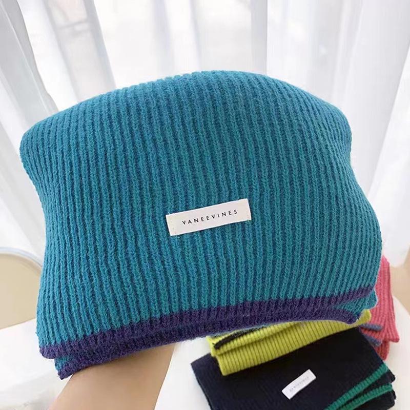 New Korean version knitted scarf imitation cashmere couple solid color multi-color women autumn and winter thickened warm atmosphere
