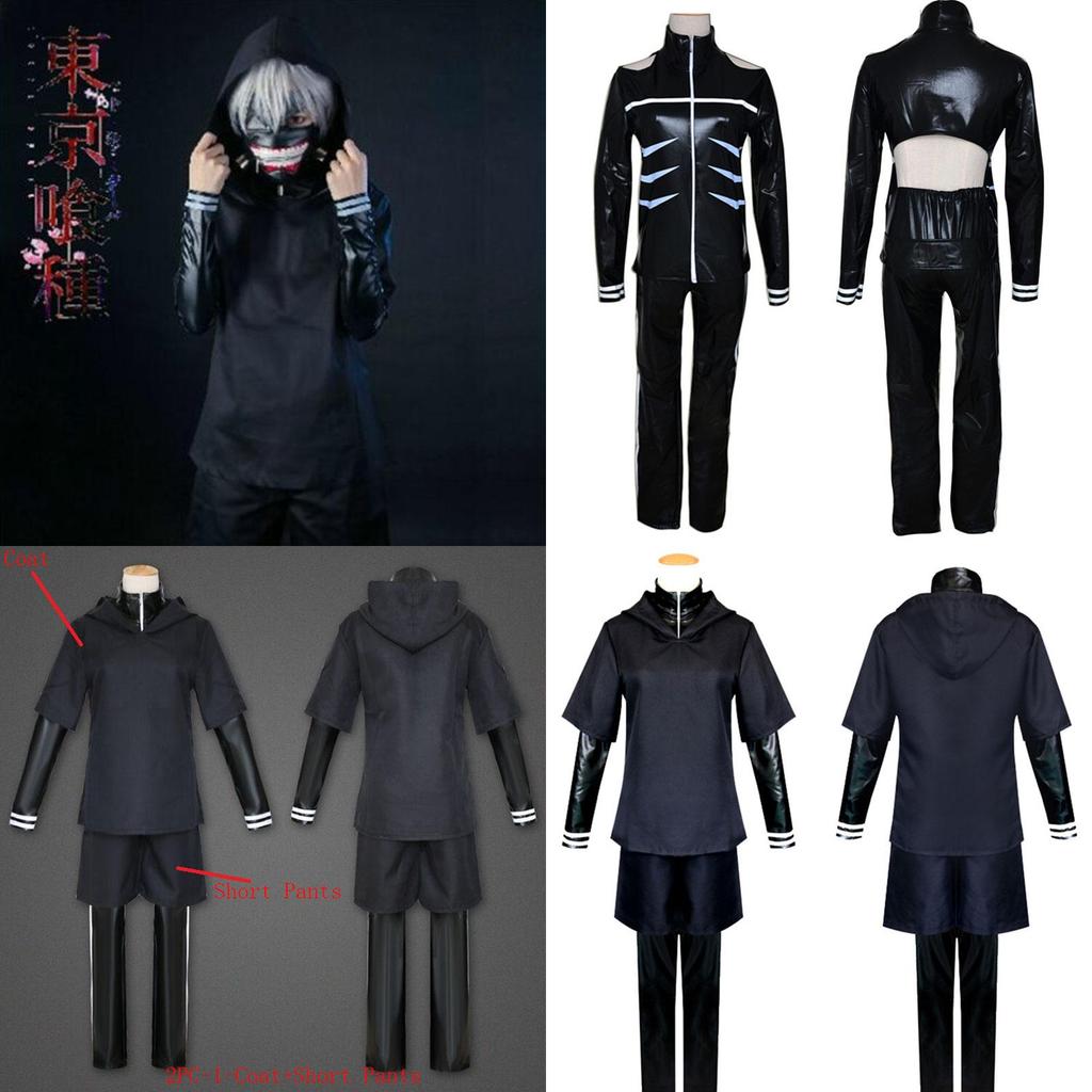 Элегантный костюм Канеки Кена из Tokyo Ghoul в полный рост с модным дизайном, идеально подходит для Хэллоуина и тематических вечеринок