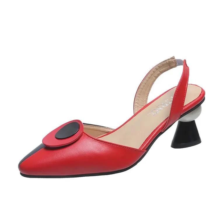 Женские модные черные сандалии высокого качества, женские повседневные бежевые элегантные туфли на среднем каблуке для офиса, удобные тапочки