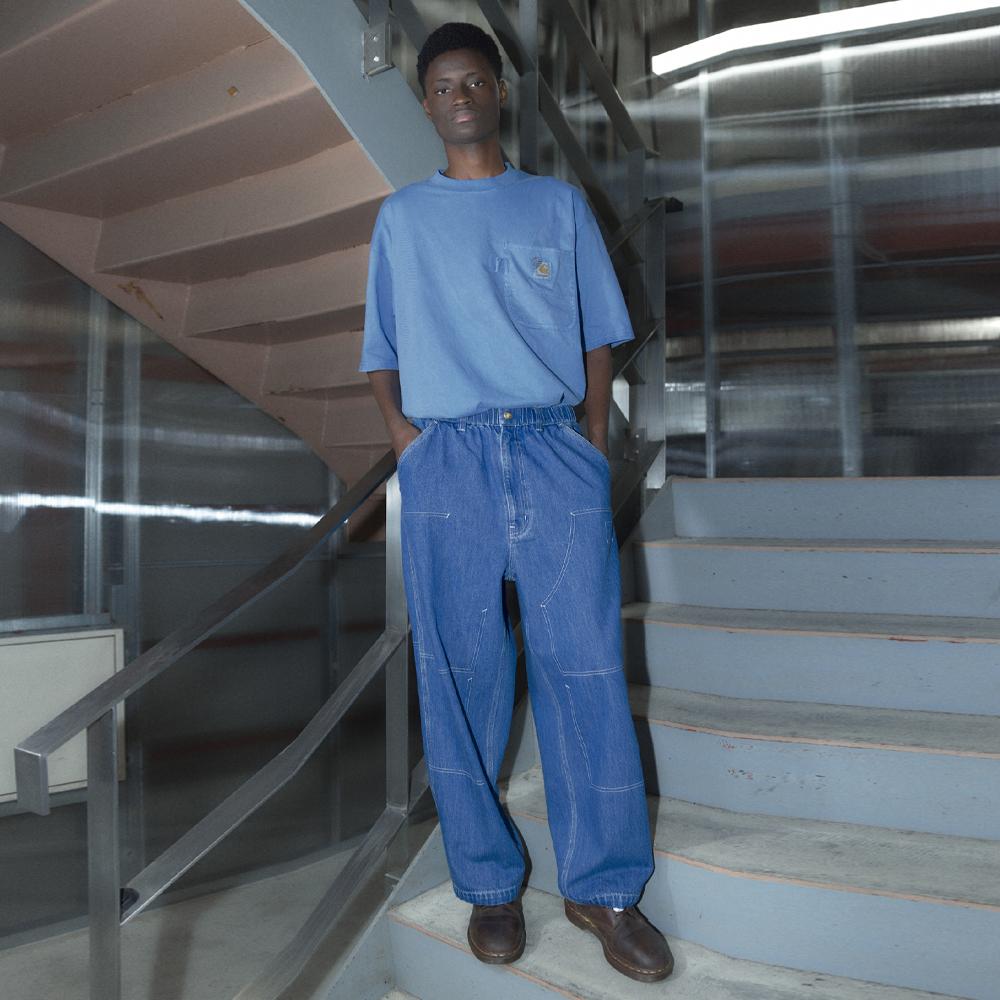 Carhartt WIP X INVINCIBLE Коллаборация Брюки с удаленным карманом и двойным коленом Унисекс Синие A242055-01-06
