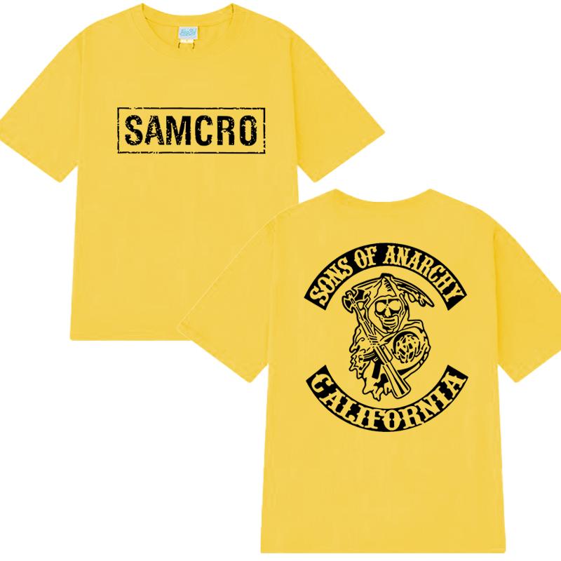 2025 Hip Hop Vintage T Shirt Men Women Sons of Anarchy SAMCRO Double Sided Print Short Sleeve T-shirts Unisex 100% Cotton Tops