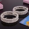 Women's Elegant White Faux Pearls Rhinestone Stretch Bangle Bracelet